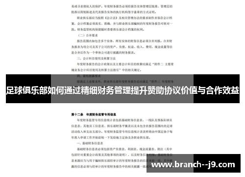 足球俱乐部如何通过精细财务管理提升赞助协议价值与合作效益